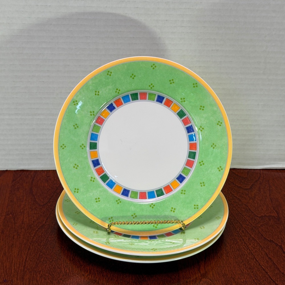 3 X Villeroy & Boch 7 Inch Bread Butter Plates Green Twist Alea Verde Easy